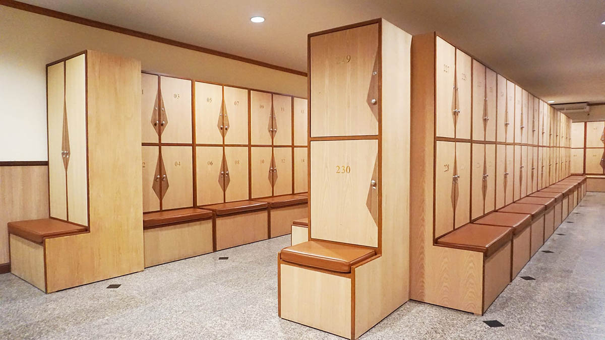 Ekachai Golf and Country Club locker rooms newly renovated wood and marble